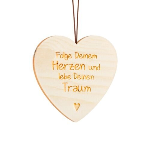 Anhänger Zirben-Herz Typ 2: “Folge Deinem Herzen"
