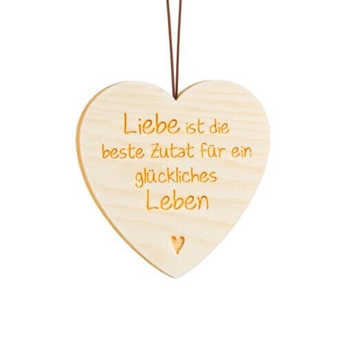 Anhänger  Zirben-Herz Typ 2: “Liebe ist die beste Zutat…”