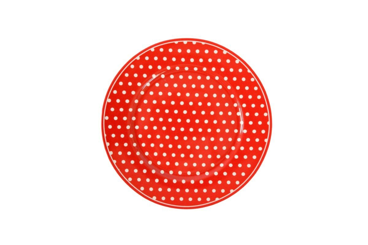 Essteller - Polka Dots rot/weiß