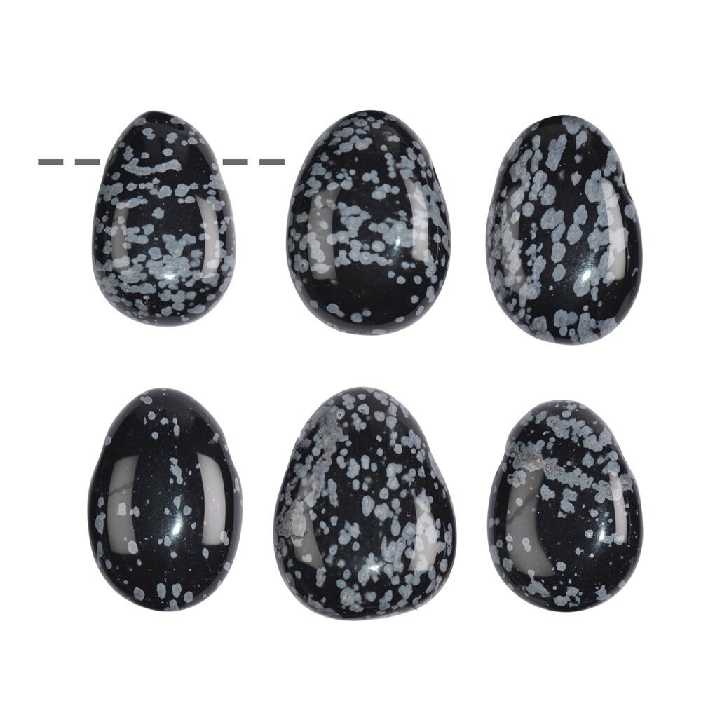 Trommelstein Schneeflockenobsidian |  gebohrt