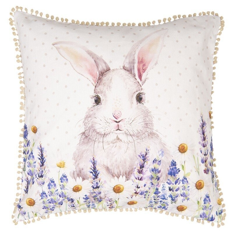 Kissenhülle 40x40 "Hase mit Blumen"