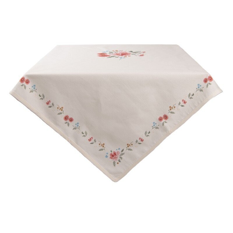 Tischdecke beige 100x100 "Blumen"