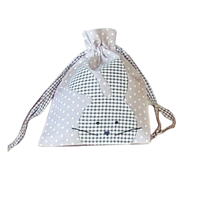 Geschenksäckchen ecru-beige kariert "Hase"