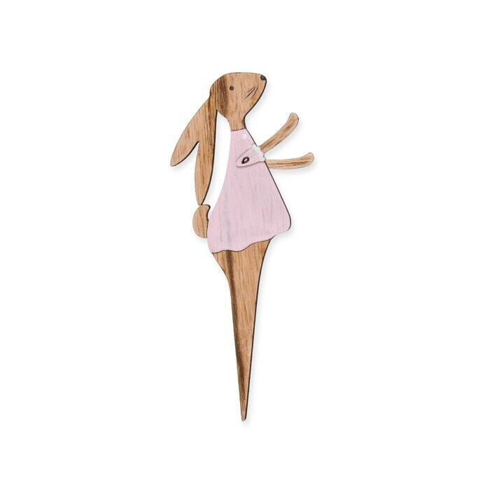 Holz-Stecker Hase | rosa