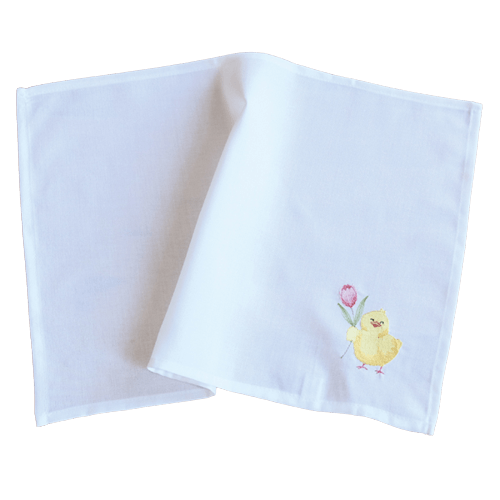Deckchen weiß Stickerei "Küken"