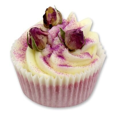 XL Badebutter-Cupcake mit Schafmilch 90g, Rosenknospen/Rose XL Badebutter-Cupcake mit Schafmilch 90g, Rosenknospen/Rose
