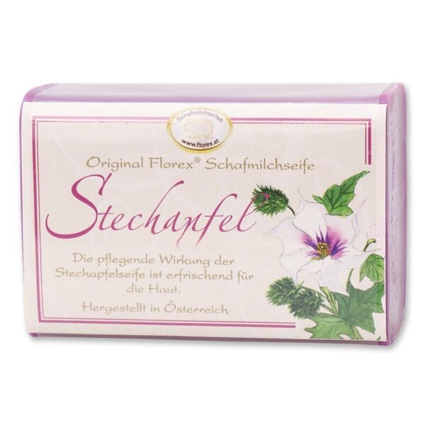 Schafmilchseife eckig 100g klassisch mit Etikett, Stechapfel Schafmilchseife eckig 100g klassisch mit Etikett, Stechapfel