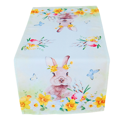 Läufer 40/90  Druckdesign "Osterhase & Osterglocken", bunt