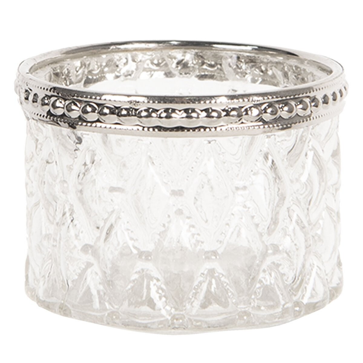 Teelichthalter - Transparent/silber Rand