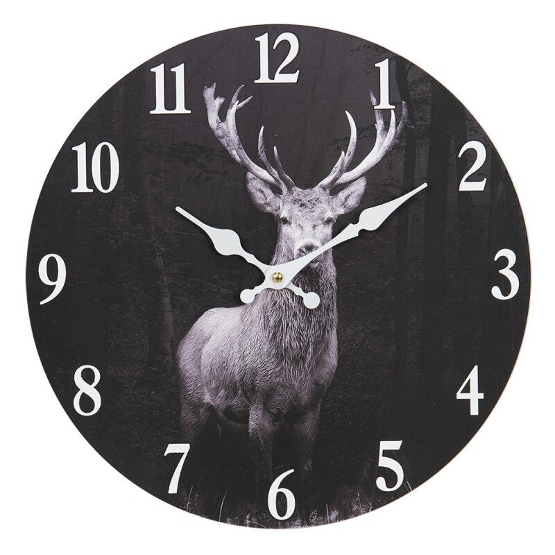 Wanduhr schwarz "Hirsch"