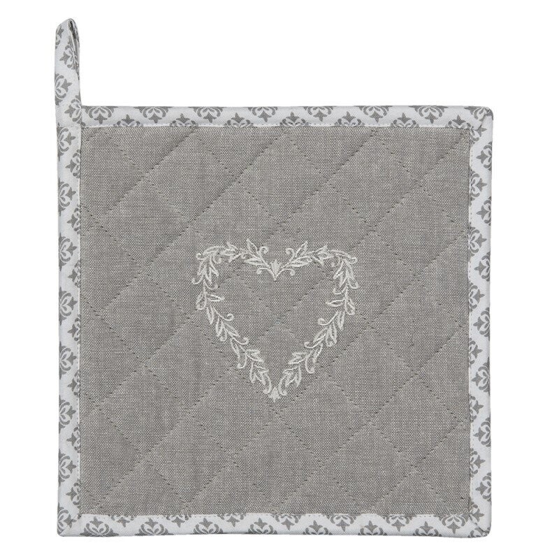 Topflappen "Herz & Ornamente" grau