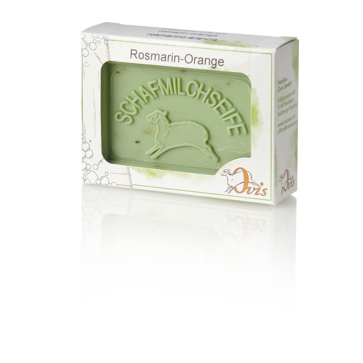 Schafmilchseife eckig verpackt | Rosamrin/Orange