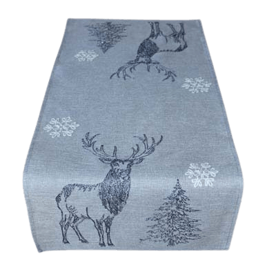 40/85 grau/weiß Stickerei 40/85 grau/weiß Stickerei "Hirsch/ Bäume/ Schneesterne"
