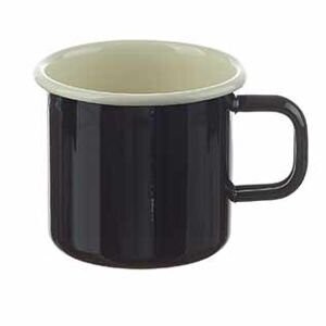 Emaille Becher | schwarz/creme