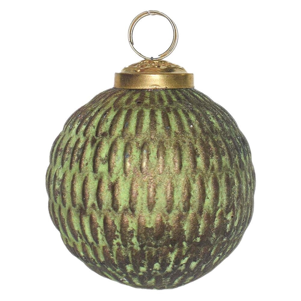 Weihnachtskugel aus Glas | Grün/Braun