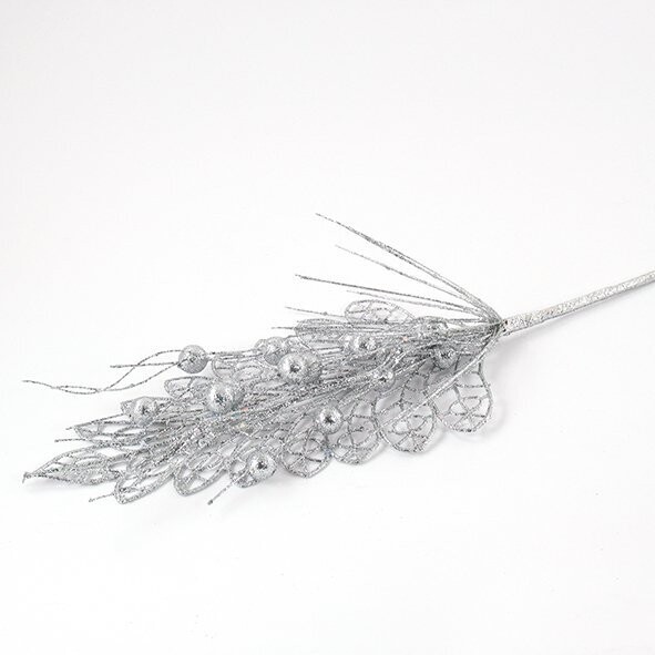 Deko Zweig mit Beeren | silber