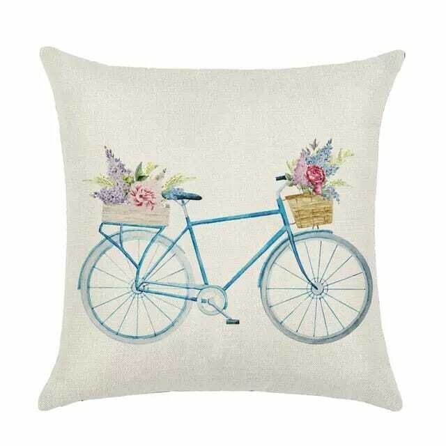 Kissenhülle 45x45 | Blumen Fahrrad