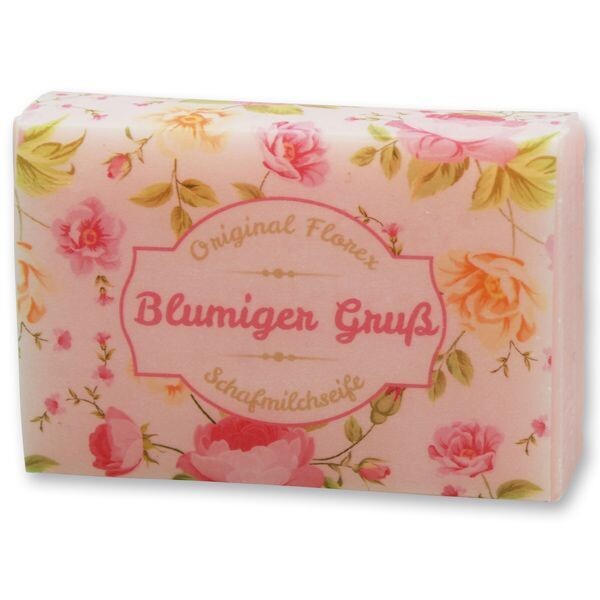 Schafmilchseife eckig 150g "Blumiger Gruß", Pfingstrose