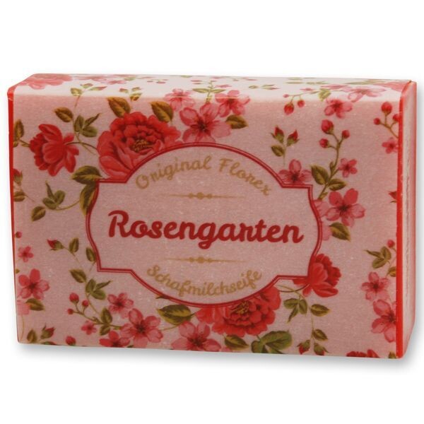 Schafmilchseife eckig 150g "Rosengarten", Rose