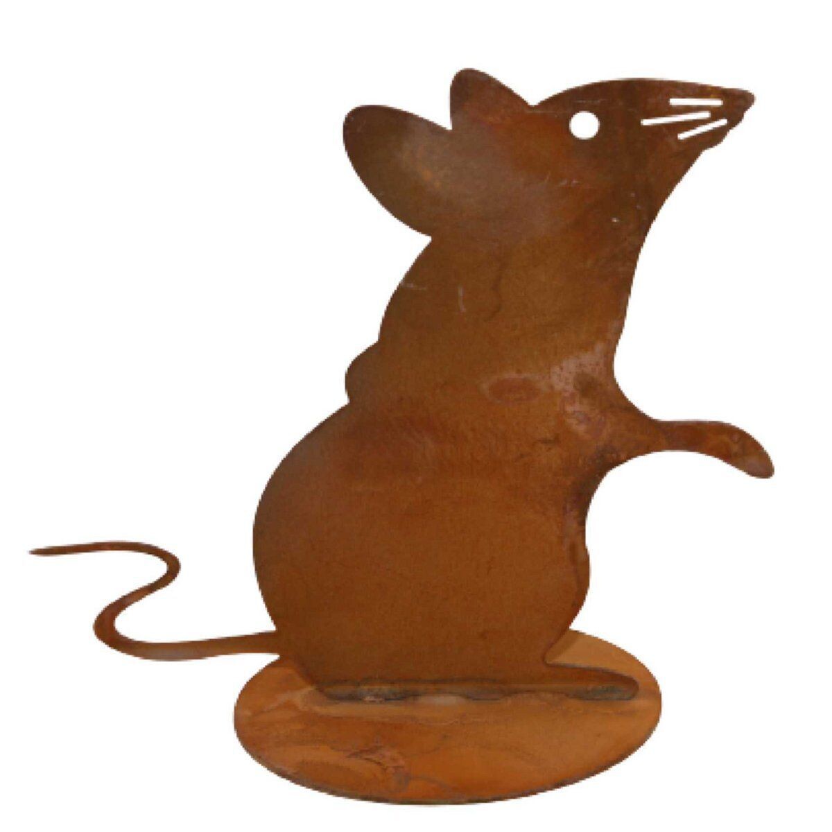 Rost Deko Maus auf Bodenplatte