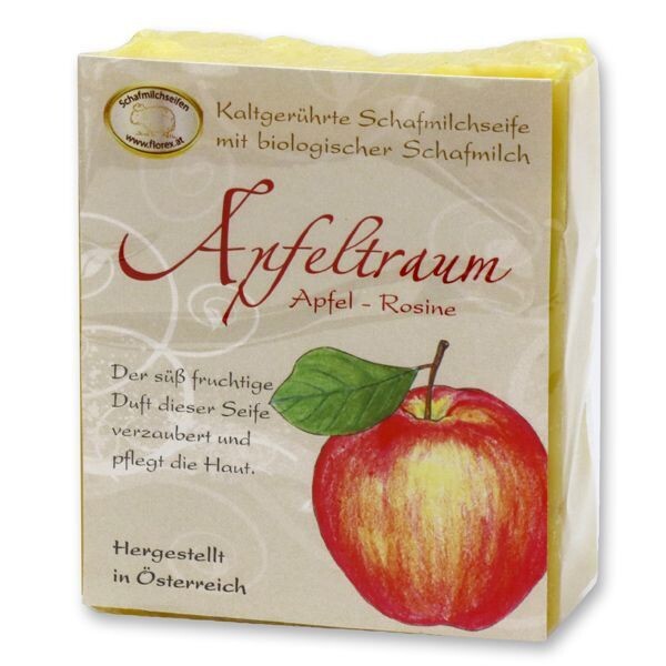 Schafmilchseife eckig, 150 g Apfeltraum - Apfel - Rosine