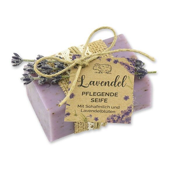 Schafmilchseife eckig, 100 g Lavendel verpackt Schafmilchseife eckig, 100 g Lavendel verpackt