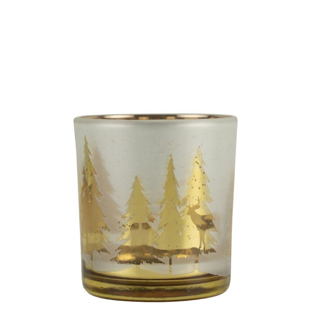 Windlicht Hirsch & Bäume / Gold