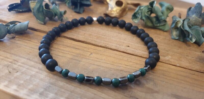 Herrenarmband - Lava, Hämatit & Malachit Herrenarmband - Lava, Hämatit & Malachit
