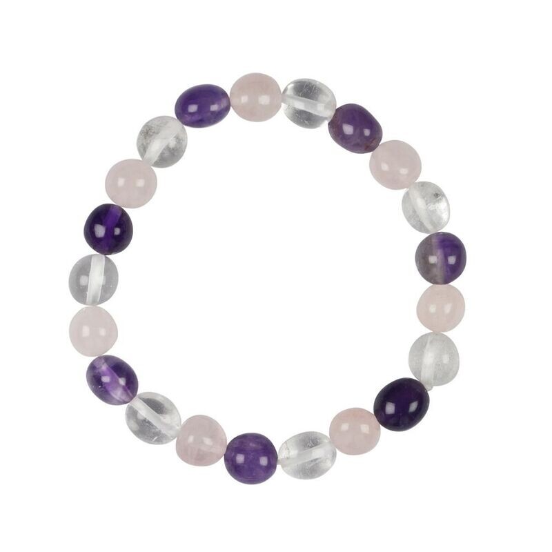 Armband Nuggets mit Amethyst, Bergkristall und Rosenquarz