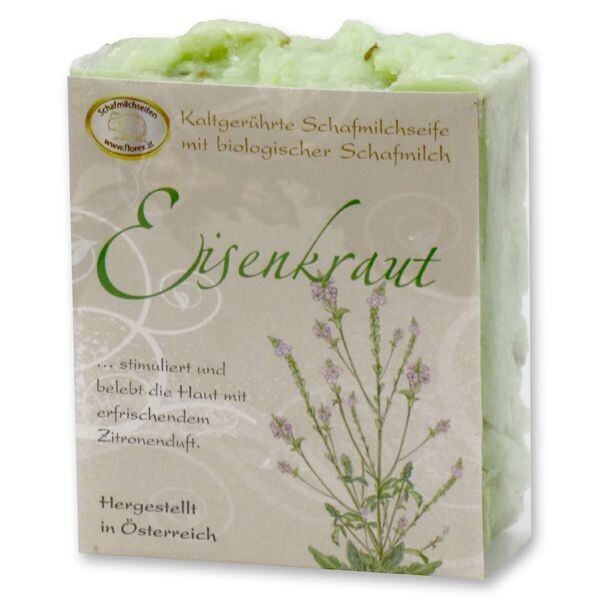 Kaltgerührte Schafmilchseife 150g klassisch verpackt, Eisenkraut
