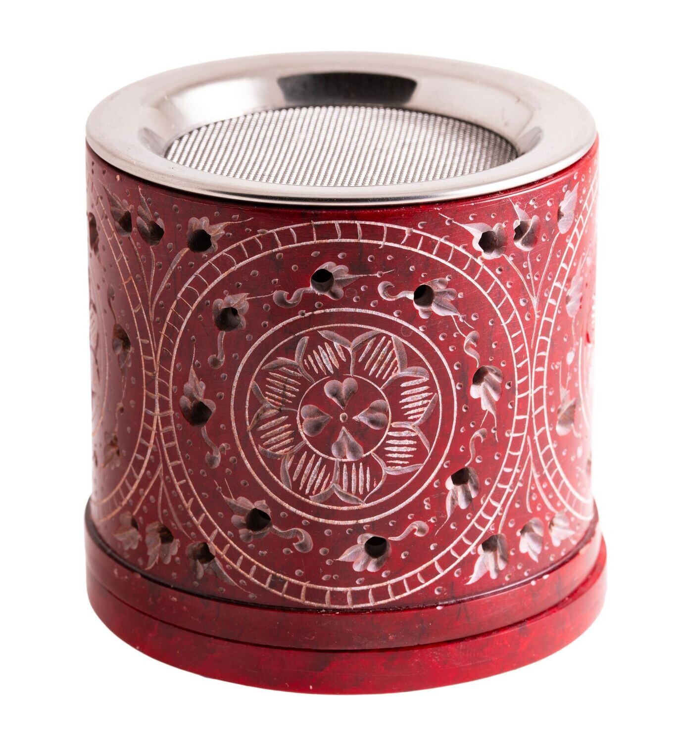 Siebgefäß Speckstein rot | silber