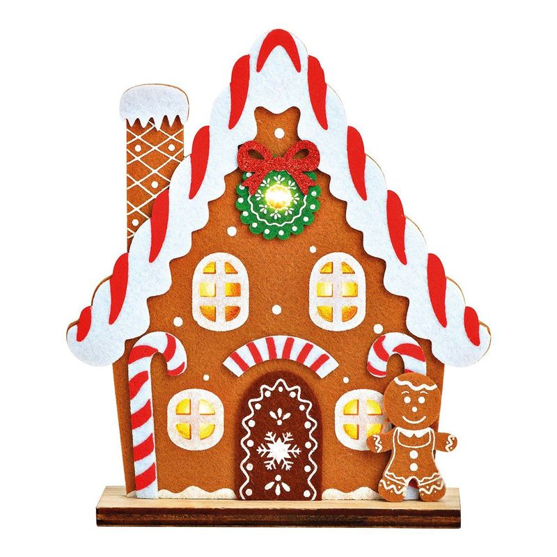 Filz Aufsteller Lebkuchenhaus LED Filz Aufsteller Lebkuchenhaus LED