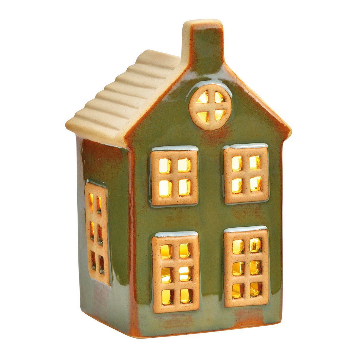 LED Lichterhaus Keramik | Grün klein