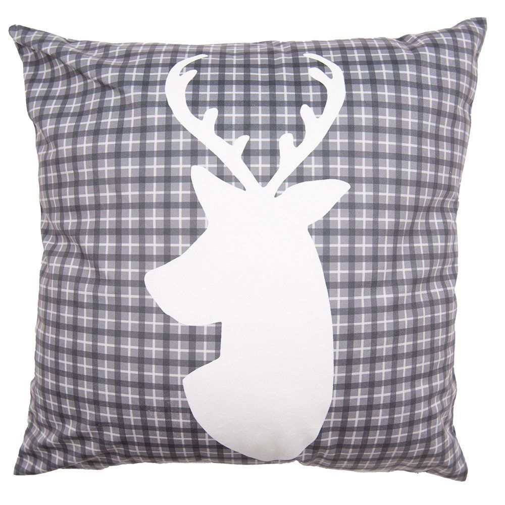Kissenhülle Hirsch 45/45 | Grau/Weiß