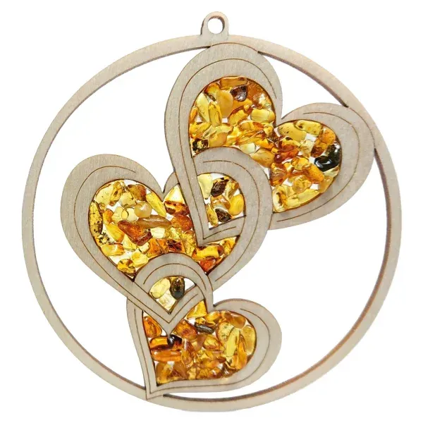 Fensterbild  Bernstein Suncatcher | Verschlungene Herzen