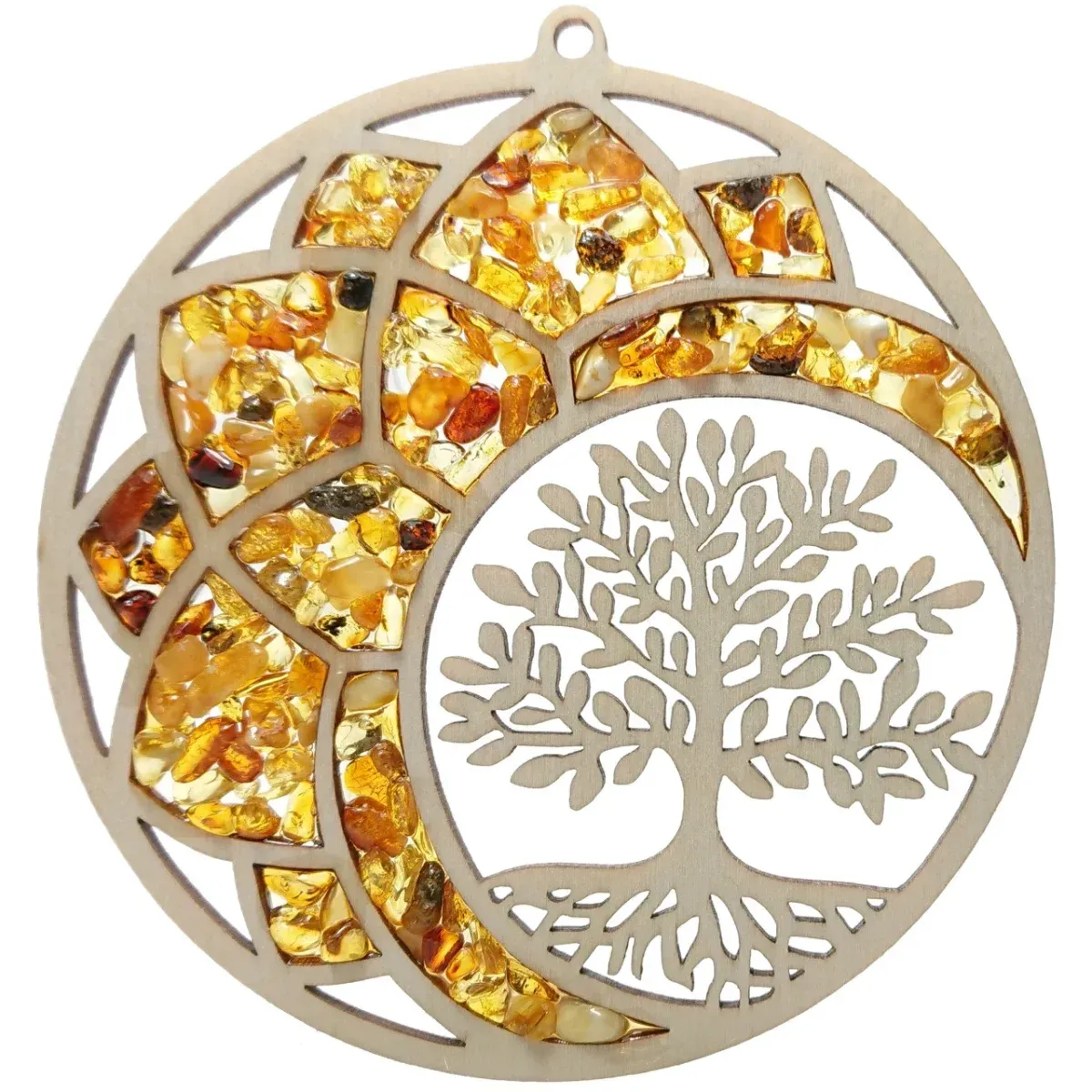 Fensterbild  Bernstein Suncatcher | Baum des Lebens & Sonne