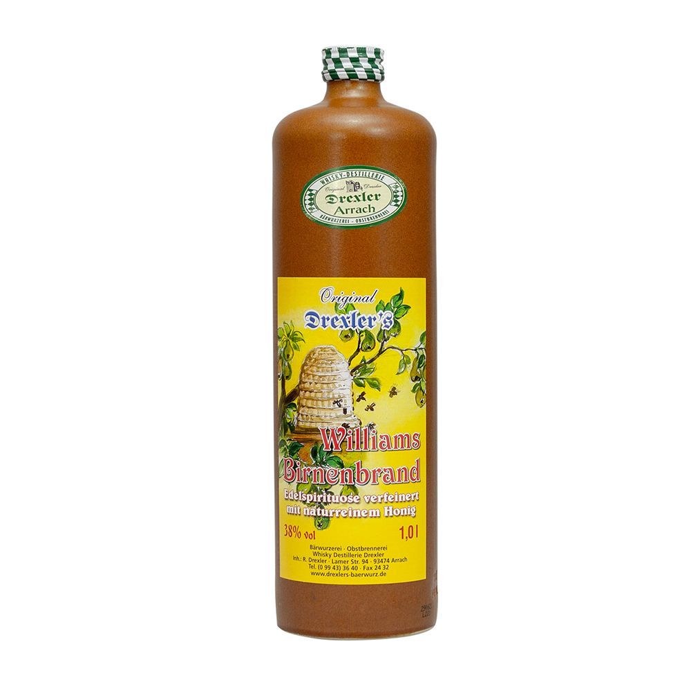 Original Drexler's  Williams Birnenbrand mit Honig 38 % vol. / 1 Ltr.