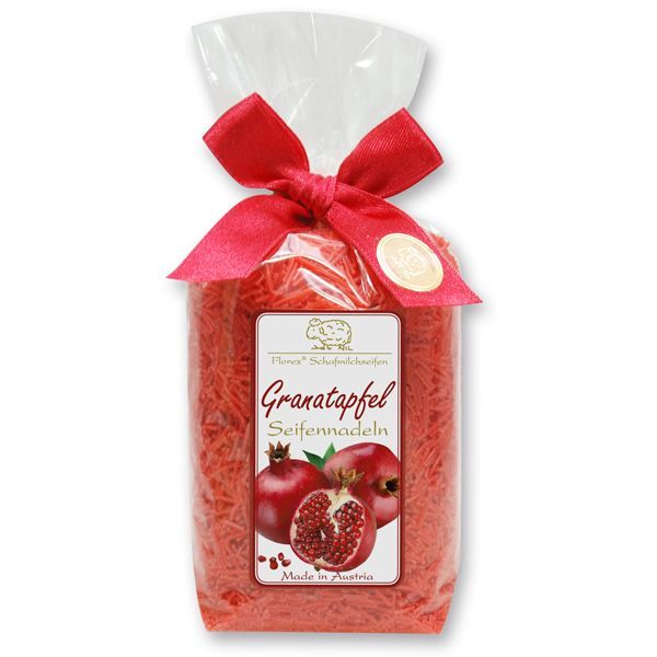 Schafmilchseife Granatapfel Seifennadeln, 100 g verpackt in Cello Schafmilchseife Granatapfel Seifennadeln, 100 g verpackt in Cello