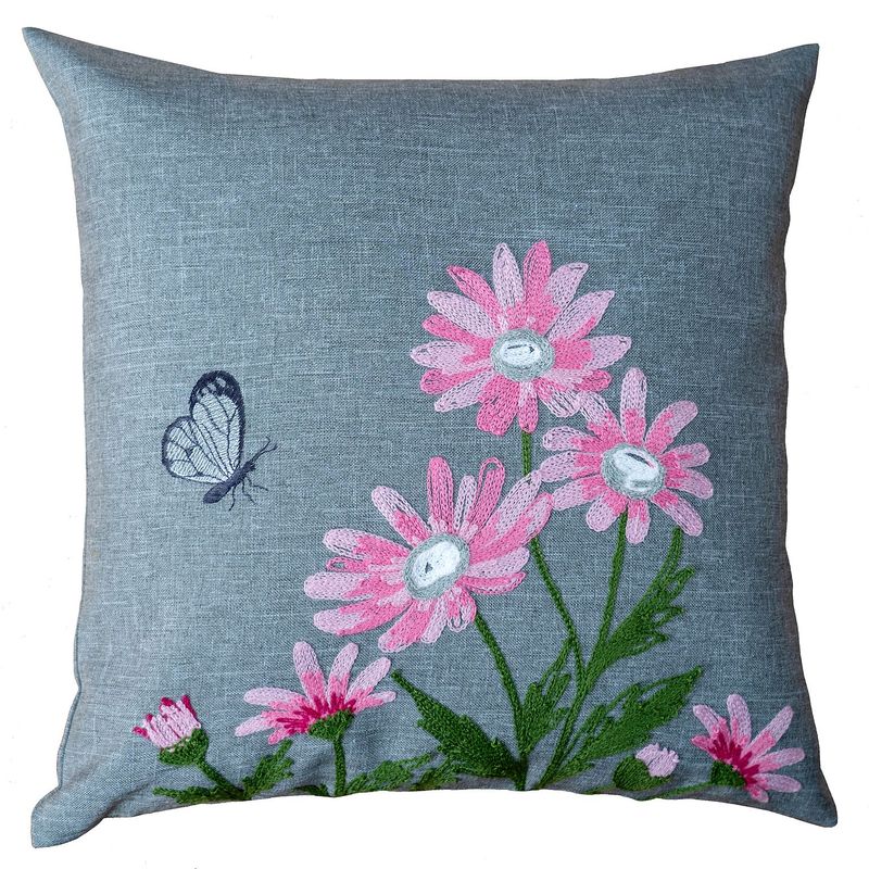 40/40 KH, Kurbelstickerei "rosa Margeriten", grau