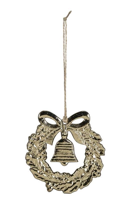Metall Kranz mit Glocke | Gold Metall Kranz mit Glocke | Gold