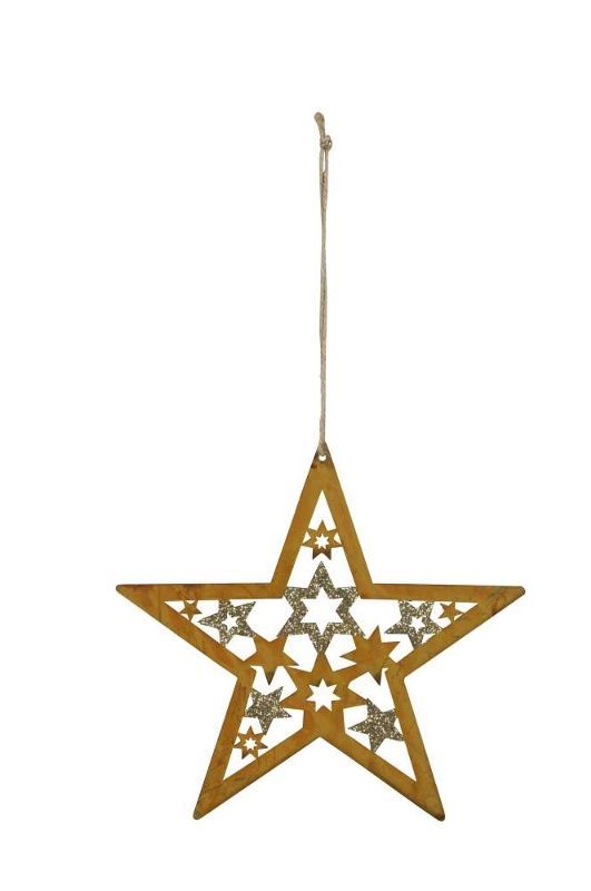 Rost Stern mit Goldglitzer