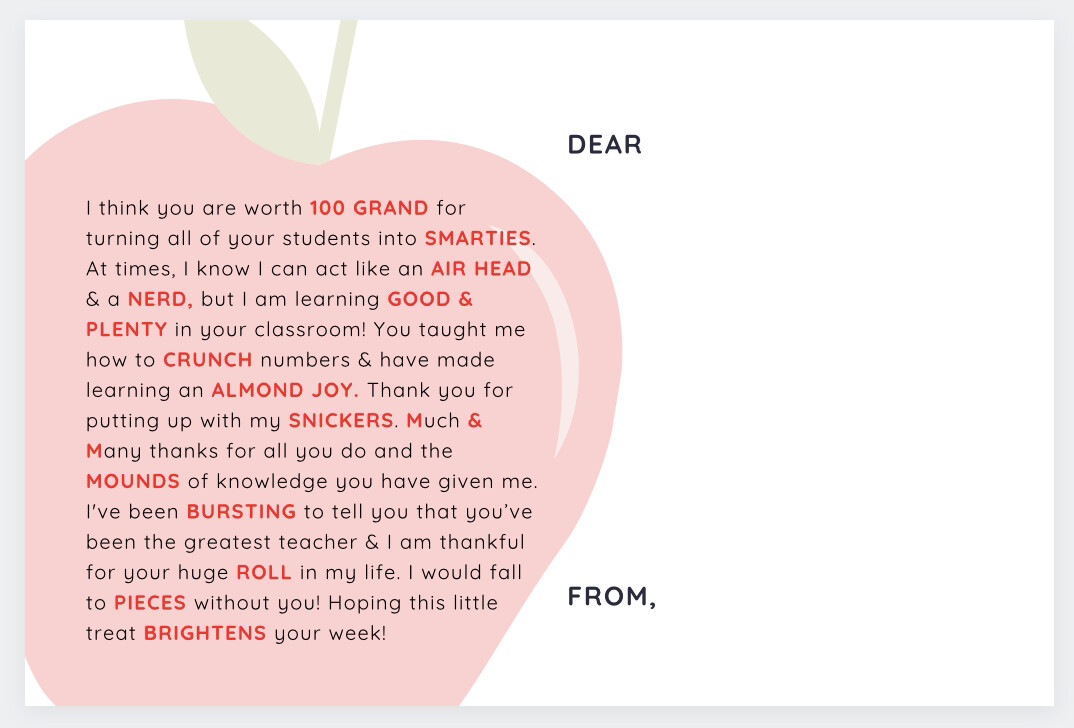Teacher Appreciation Candygram