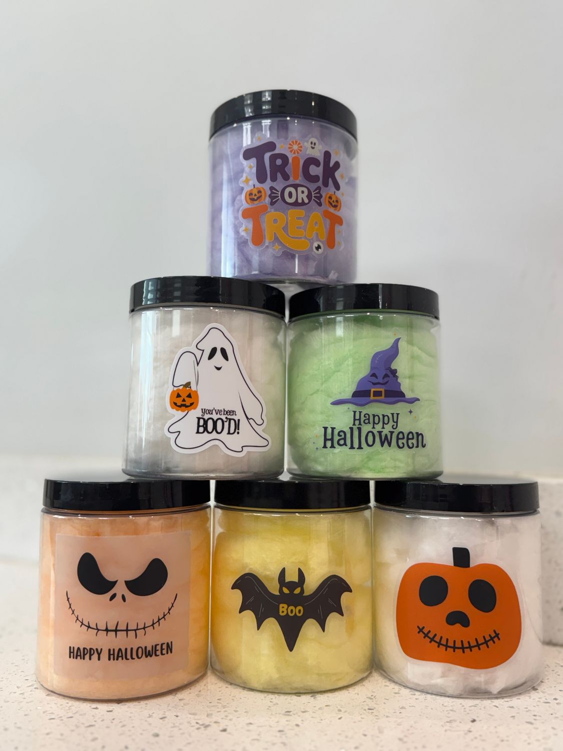 Halloween Cotton Candy Jars (Set of 6) PICK UP ONLY