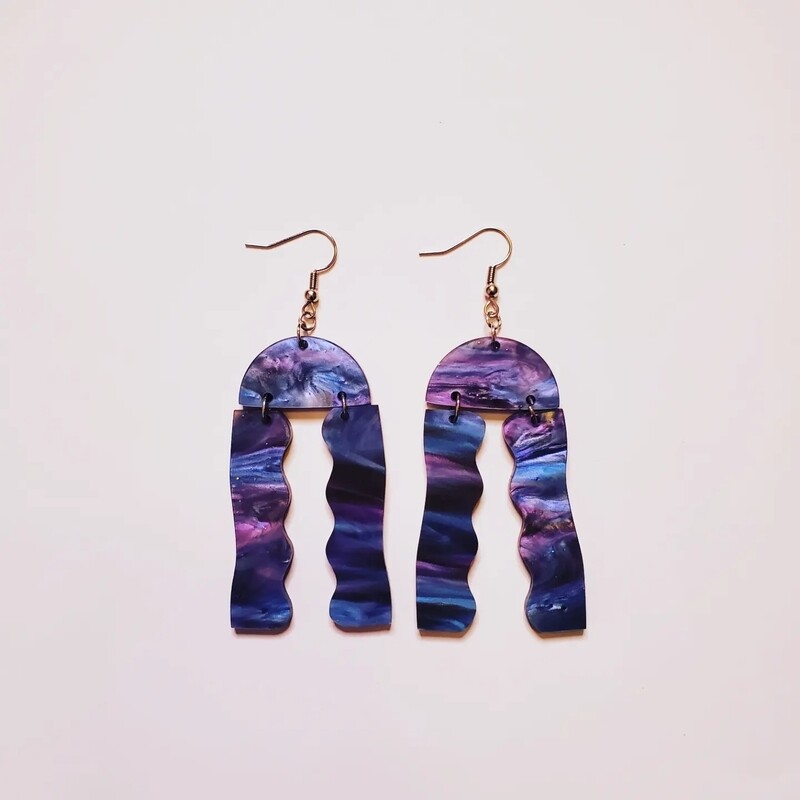 Acrylic Earrings- Ocean Wave