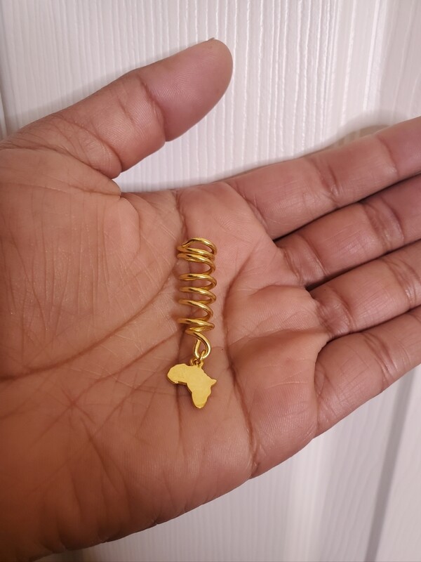 Loc Jewel w/ Africa Charm- Gold
