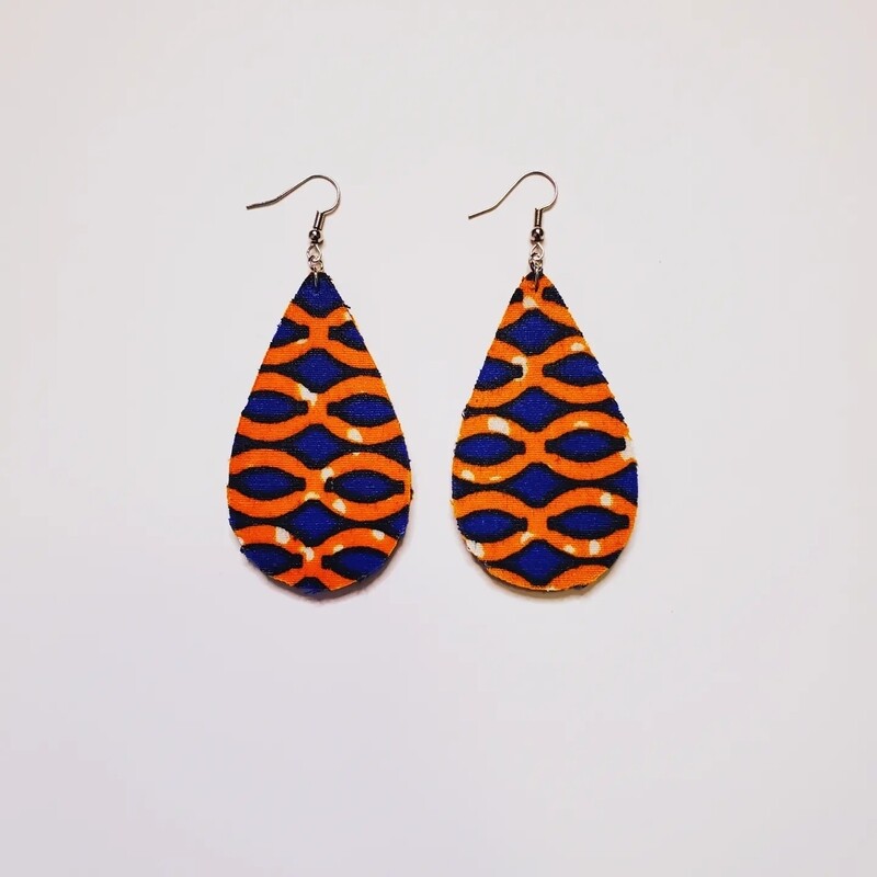Fabric Covered Wood Earrings