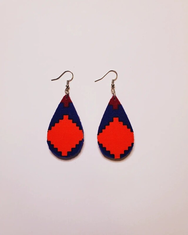 Fabric Covered Wood Earrings