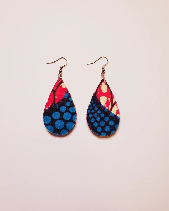 Fabric Covered Wood Earrings