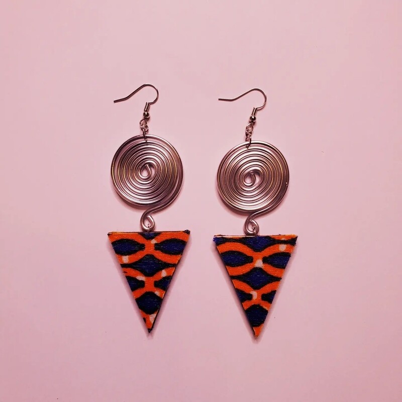 Fabric Covered Wood Earrings( w/wire)