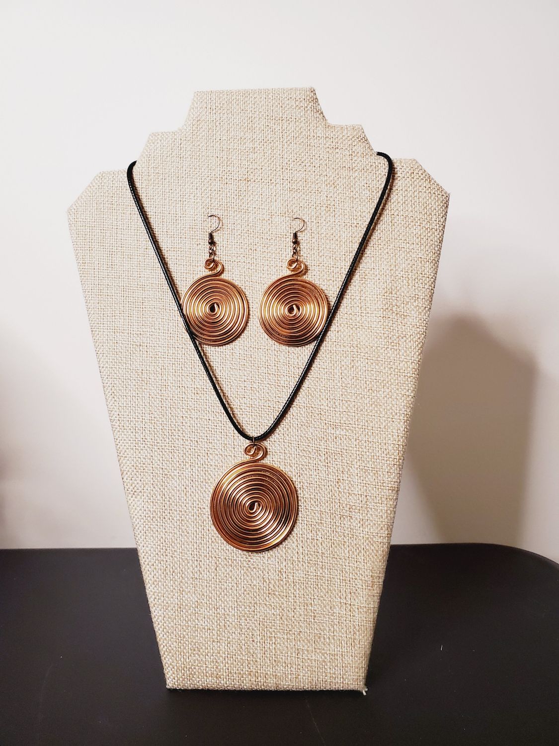 Wire Earrings &amp; Necklace Set- Copper